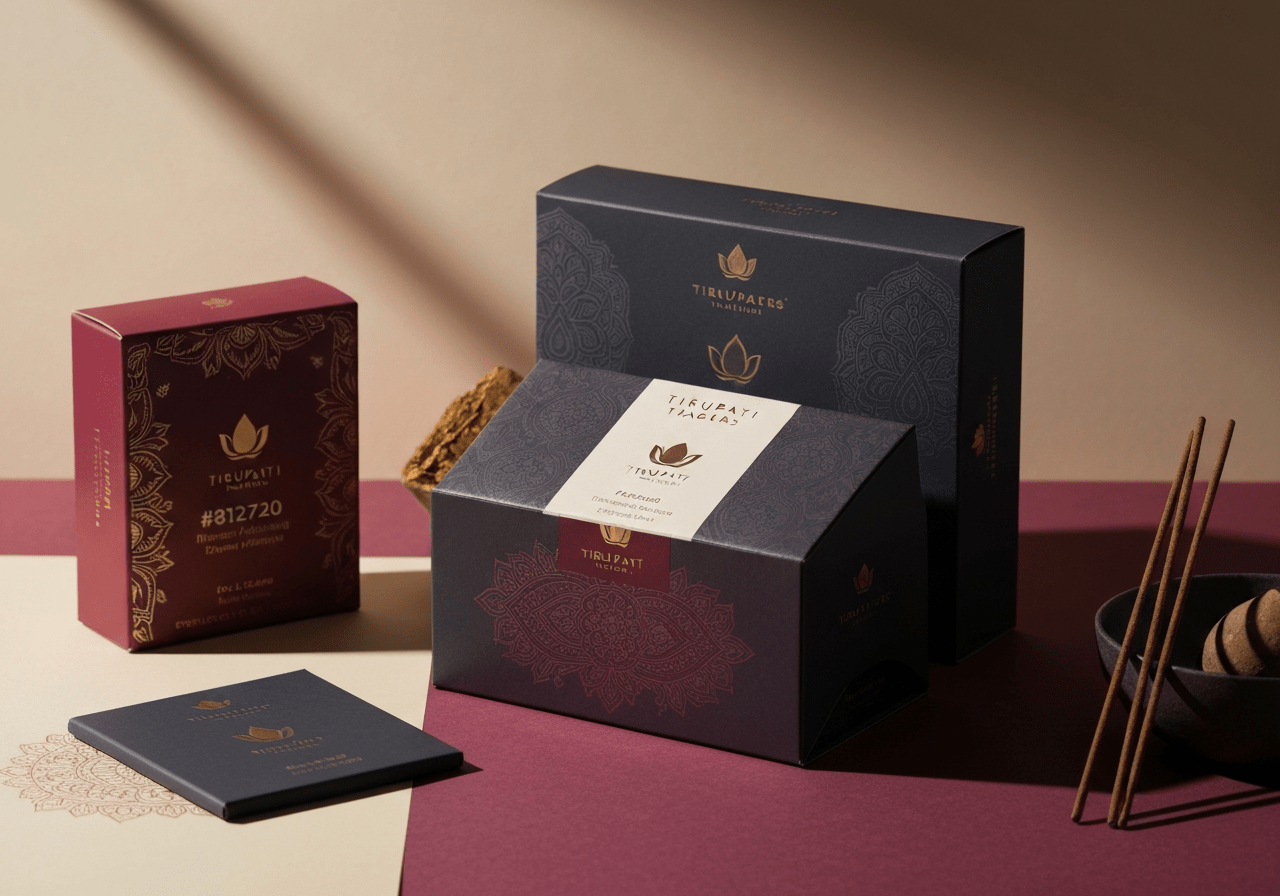 Focus Keyphrase: Traditional Indian Motifs Packaging Meta Description: Elevate incense packaging with traditional Indian motifs. Blend timeless art with modern design. Explore custom options at Tirupati Traders!