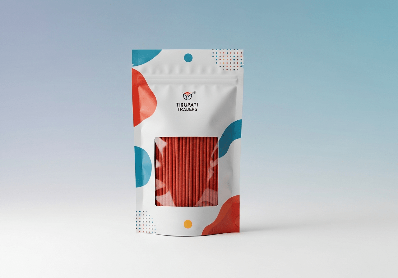 Boost product appeal with transparent windows in agarbatti pouches. Showcase quality & attract buyers. Get custom designs at Tirupati Traders!