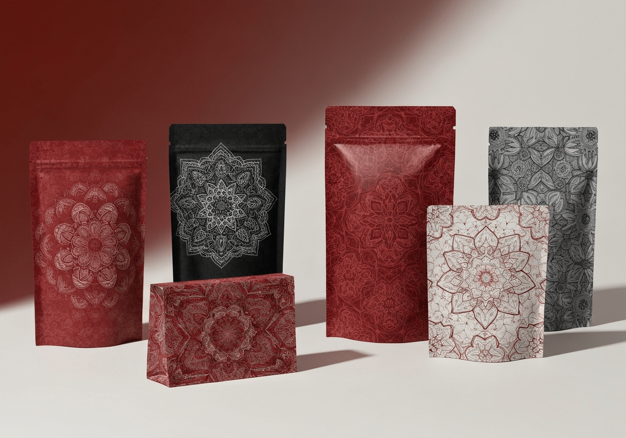 Meta Description: Elevate your packaging with mandala and geometric pattern pouches. Combine art with branding. Customize yours today at Tirupati Traders!