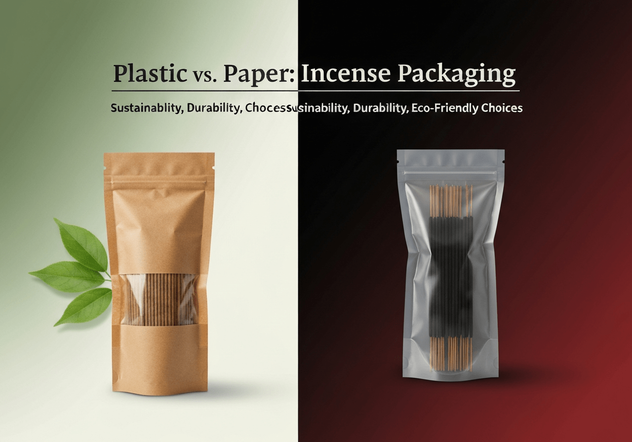Compare plastic and paper for incense packaging. Learn about sustainability, durability, and eco-friendly options. Choose wisely with Tirupati Traders!