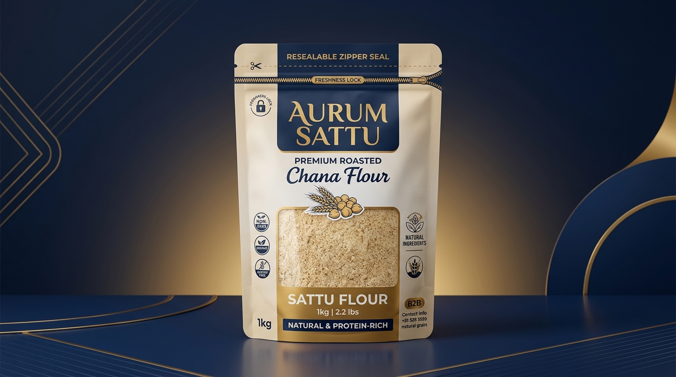 Custom Printed Sattu & Staple Grain Stand-Up Packaging Pouch Kolkata - Tirupati Traders
