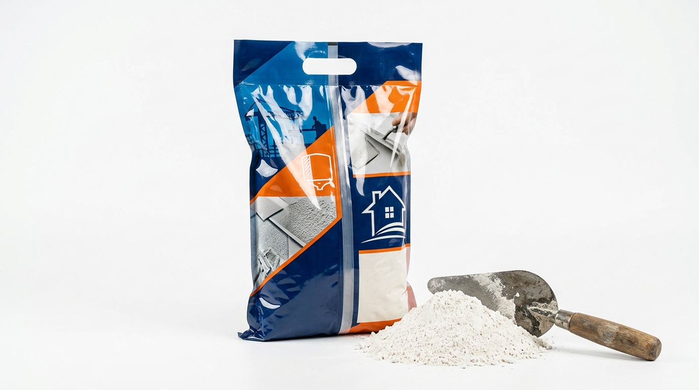 Heavy-duty multi-layer printed packaging pouch for white cement and wall putty